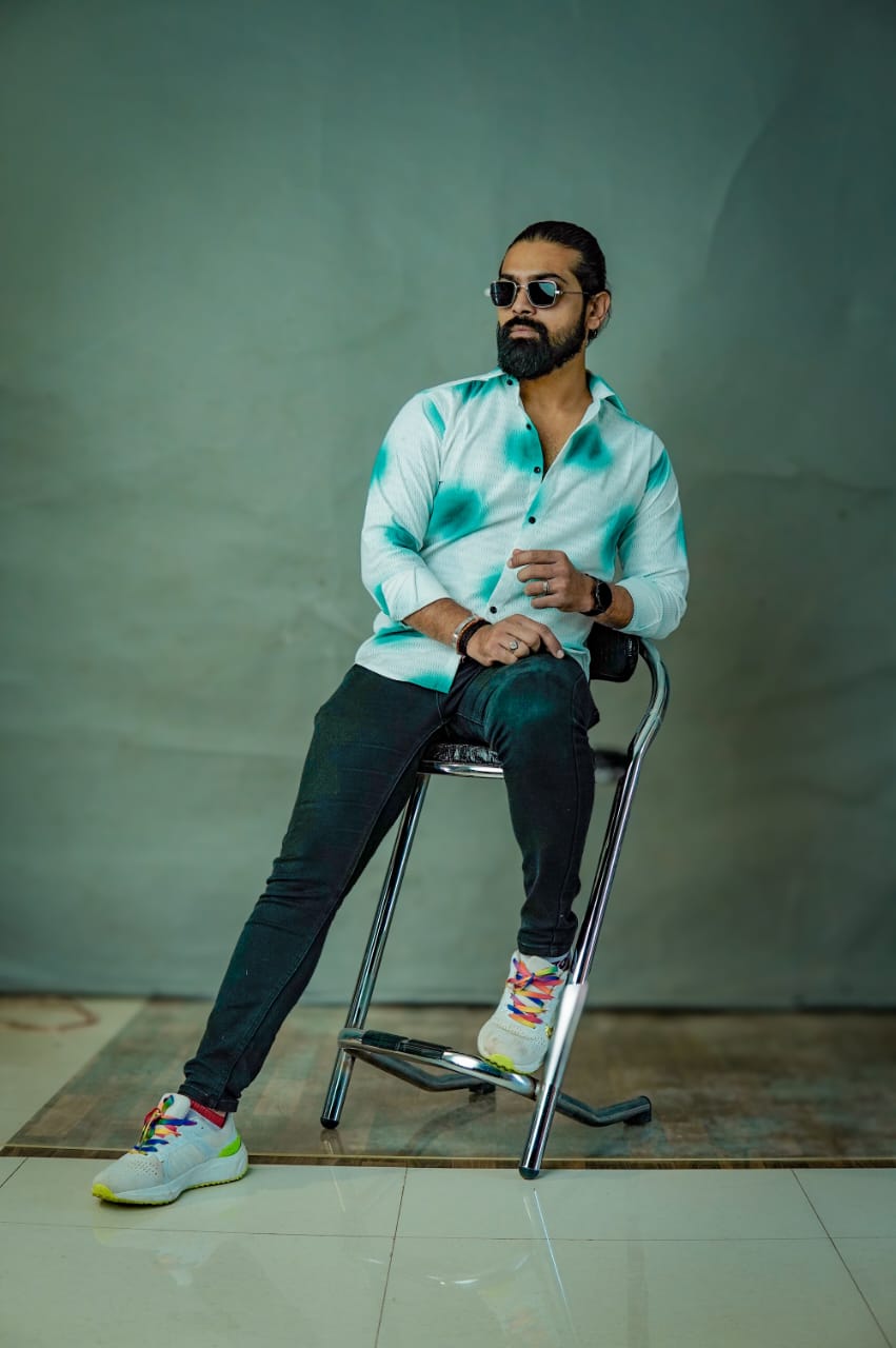 Men’s Aqua Splash Printed Casual Shirt – Full Sleeve